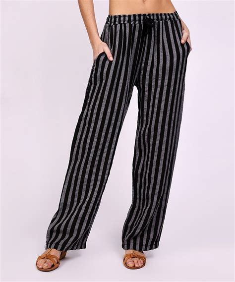 black and white vertical striped pants|striped side drawstring pants.